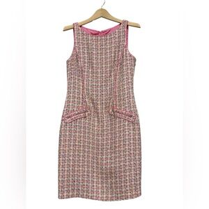 David Meister Pink Tweed Midi Dress